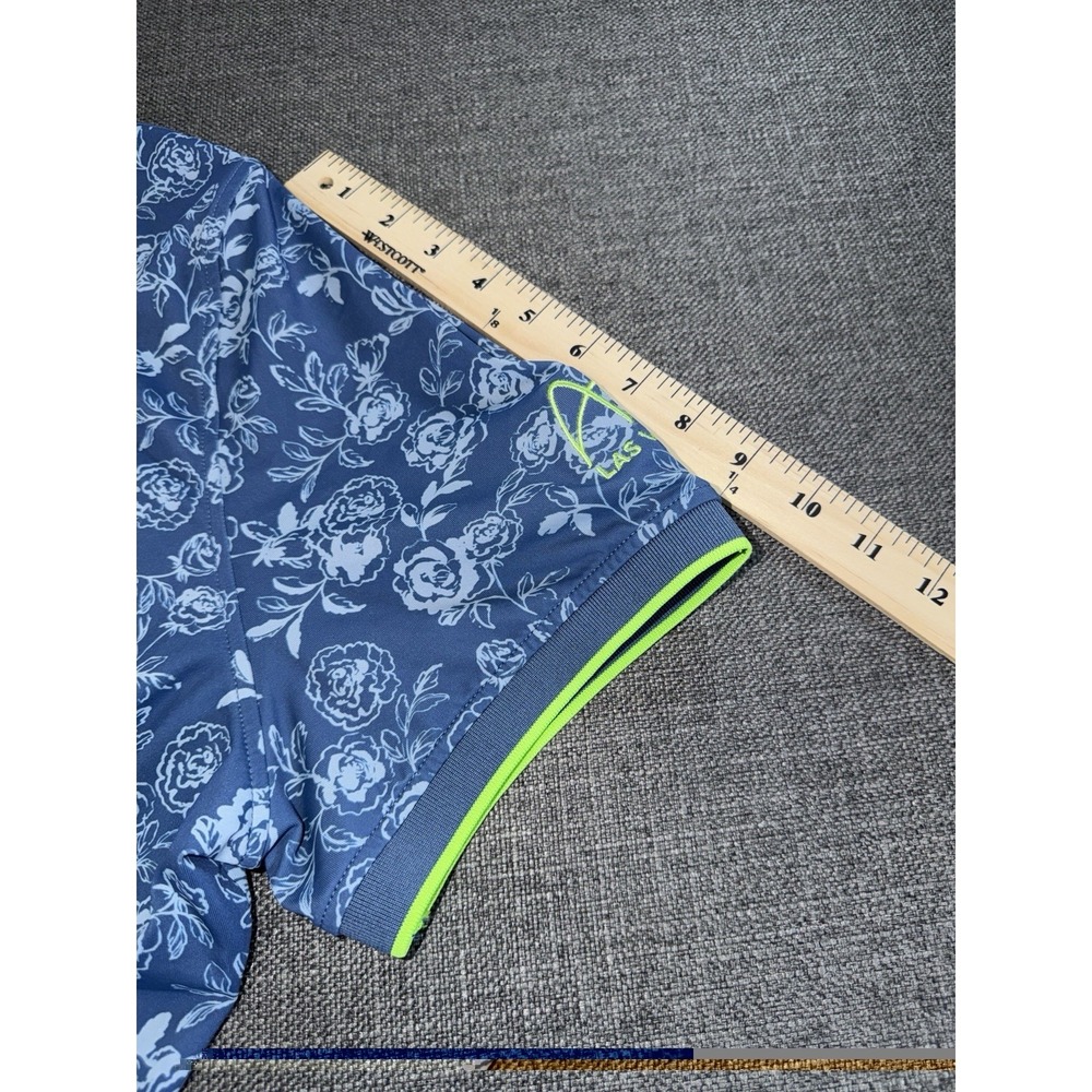 G/FORE Golf Polo Shirt Men's XL Blue Floral Stretch Performance Short Sleeve - Picture 8 of 11